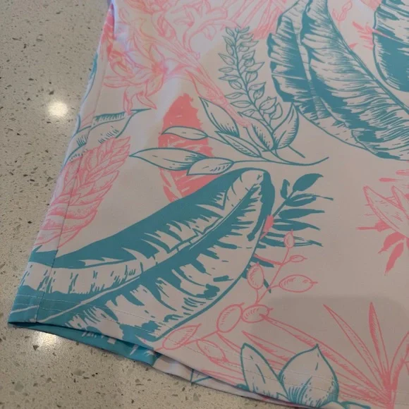 Sunday Swagger Tropical Golf Polo Sleeveless Tank Blue Pink White Size Large - Picture 4 of 9